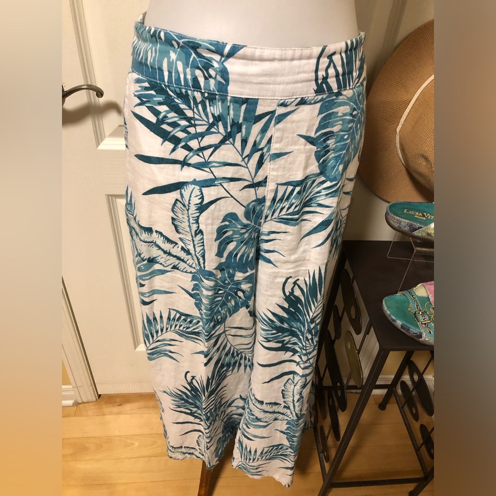 C&C California White /teal Wide-Leg pants Tropical